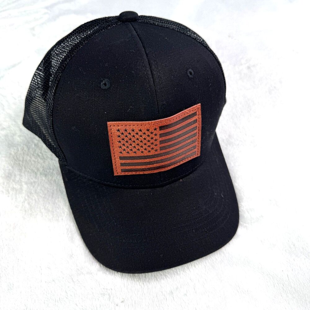 Black American Flag Patch Hat Ballcap NEW